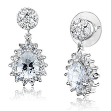 Load image into Gallery viewer, 3W1292 - Rhodium Brass Earrings with AAA Grade CZ  in Clear