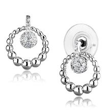Load image into Gallery viewer, 3W1296 - Rhodium Brass Earrings with AAA Grade CZ  in Clear