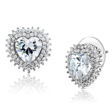 Load image into Gallery viewer, 3W1298 - Rhodium Brass Earrings with AAA Grade CZ  in Clear