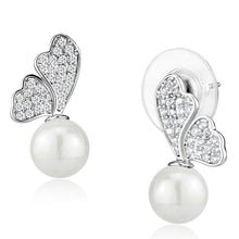 Load image into Gallery viewer, 3W1299 - Rhodium Brass Earrings with Synthetic Pearl in White