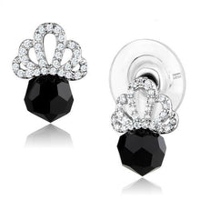 Load image into Gallery viewer, 3W1303 - Rhodium Brass Earrings with AAA Grade CZ  in Clear