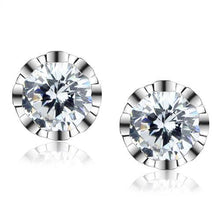 Load image into Gallery viewer, 3W1304 - Rhodium Brass Earrings with AAA Grade CZ  in Clear