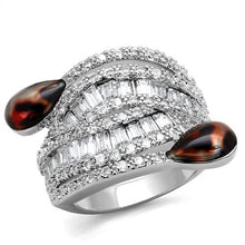 Load image into Gallery viewer, 3W1307 - Rhodium Brass Ring with AAA Grade CZ  in Clear