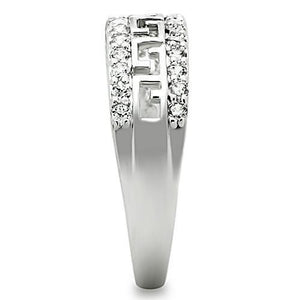 3W130 - Rhodium Brass Ring with AAA Grade CZ  in Clear