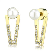 Load image into Gallery viewer, 3W1315 - Gold Brass Earrings with Synthetic Pearl in White
