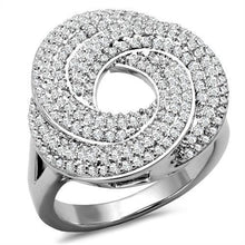 Load image into Gallery viewer, 3W1319 - Rhodium Brass Ring with AAA Grade CZ  in Clear