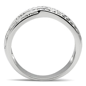 3W131 - Rhodium Brass Ring with AAA Grade CZ  in Clear
