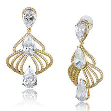 Load image into Gallery viewer, 3W1325 - Gold Brass Earrings with AAA Grade CZ  in Clear