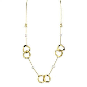 3W1335 - Gold Brass Necklace with AAA Grade CZ  in Citrine Yellow