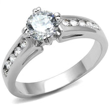 Load image into Gallery viewer, 3W1340 - Rhodium Brass Ring with AAA Grade CZ  in Clear