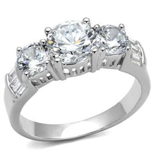 Load image into Gallery viewer, 3W1343 - Rhodium Brass Ring with AAA Grade CZ  in Clear