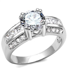 Load image into Gallery viewer, 3W1344 - Rhodium Brass Ring with AAA Grade CZ  in Clear