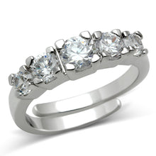 Load image into Gallery viewer, 3W134 - Rhodium Brass Ring with AAA Grade CZ  in Clear