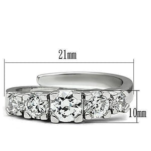 3W134 - Rhodium Brass Ring with AAA Grade CZ  in Clear