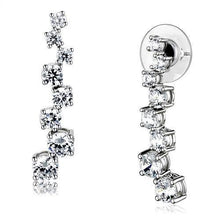 Load image into Gallery viewer, 3W1352 - Rhodium Brass Earrings with AAA Grade CZ  in Clear