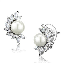 Load image into Gallery viewer, 3W1354 - Rhodium Brass Earrings with Synthetic Pearl in White