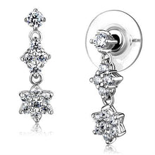 Load image into Gallery viewer, 3W1357 - Rhodium Brass Earrings with AAA Grade CZ  in Clear