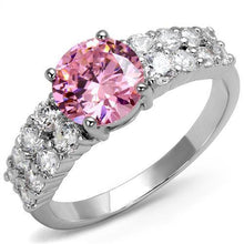 Load image into Gallery viewer, 3W1361 - Rhodium Brass Ring with AAA Grade CZ  in Rose
