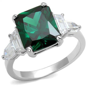 3W1363 - Rhodium Brass Ring with Synthetic Spinel in Emerald