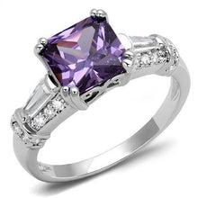 Load image into Gallery viewer, 3W1365 - Rhodium Brass Ring with AAA Grade CZ  in Amethyst