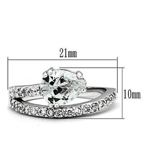 3W136 - Rhodium Brass Ring with AAA Grade CZ  in Clear