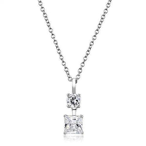 3W1374 - Rhodium 925 Sterling Silver Chain Pendant with AAA Grade CZ  in Clear