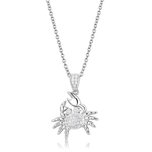 3W1377 - Rhodium 925 Sterling Silver Chain Pendant with AAA Grade CZ  in Clear