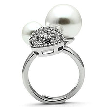 Load image into Gallery viewer, 3W137 - Rhodium Brass Ring with Synthetic Pearl in White
