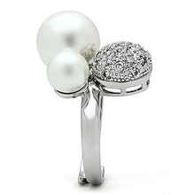 Load image into Gallery viewer, 3W137 - Rhodium Brass Ring with Synthetic Pearl in White
