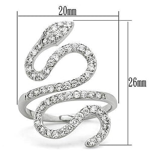 3W138 - Rhodium Brass Ring with AAA Grade CZ  in Clear