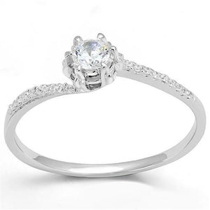 3W1392 - Rhodium 925 Sterling Silver Ring with AAA Grade CZ  in Clear