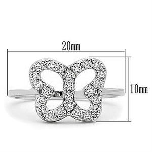 3W139 - Rhodium Brass Ring with AAA Grade CZ  in Clear