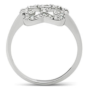 3W139 - Rhodium Brass Ring with AAA Grade CZ  in Clear