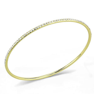 3W1406 - Gold Brass Bangle with Top Grade Crystal  in Clear