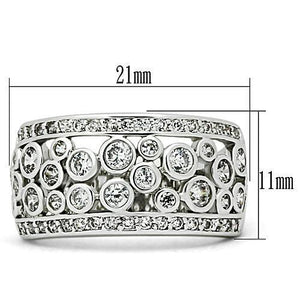 3W141 - Rhodium Brass Ring with AAA Grade CZ  in Clear