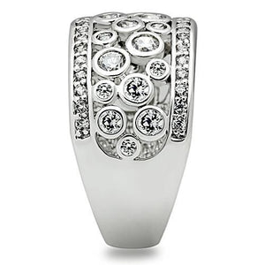 3W141 - Rhodium Brass Ring with AAA Grade CZ  in Clear