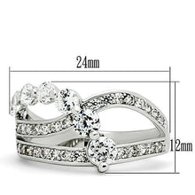 Load image into Gallery viewer, 3W142 - Rhodium Brass Ring with AAA Grade CZ  in Clear