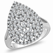Load image into Gallery viewer, 3W1436 - Rhodium Brass Ring with AAA Grade CZ  in Clear