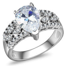 Load image into Gallery viewer, 3W1444 - Rhodium Brass Ring with AAA Grade CZ  in Clear