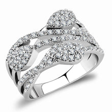 Load image into Gallery viewer, 3W1446 - Rhodium Brass Ring with AAA Grade CZ  in Clear