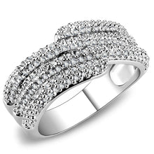 Load image into Gallery viewer, 3W1449 - Rhodium Brass Ring with AAA Grade CZ  in Clear