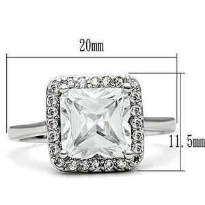 3W144 - Rhodium Brass Ring with AAA Grade CZ  in Clear
