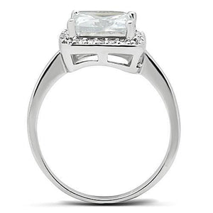 3W144 - Rhodium Brass Ring with AAA Grade CZ  in Clear