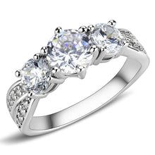 Load image into Gallery viewer, 3W1456 - Rhodium Brass Ring with AAA Grade CZ  in Clear