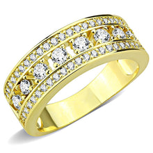 Load image into Gallery viewer, 3W1459 - Gold Brass Ring with AAA Grade CZ  in Clear