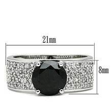 Load image into Gallery viewer, 3W145 - Rhodium Brass Ring with AAA Grade CZ  in Jet