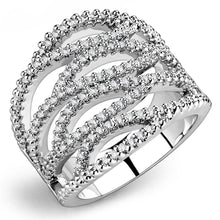 Load image into Gallery viewer, 3W1465 - Rhodium Brass Ring with AAA Grade CZ  in Clear