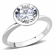 Load image into Gallery viewer, 3W1487 - Rhodium Brass Ring with AAA Grade CZ  in Clear