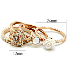 Load image into Gallery viewer, 3W1490 - Rose Gold Brass Ring with Synthetic Synthetic Stone in White