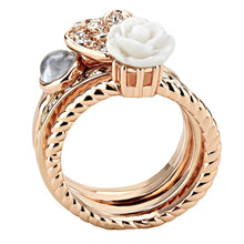Load image into Gallery viewer, 3W1490 - Rose Gold Brass Ring with Synthetic Synthetic Stone in White